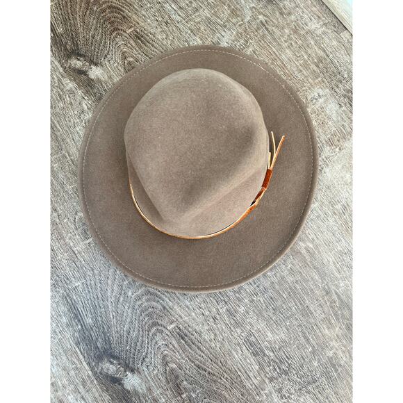 Vintage Flex Felt Fedora Hat 100% Wool Leather Band Large USA Brown - Picture 4 of 9